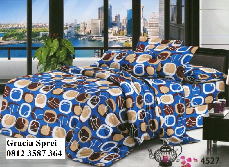 <p>Sprei Disperse Minimalis Warna Biru dengan moti